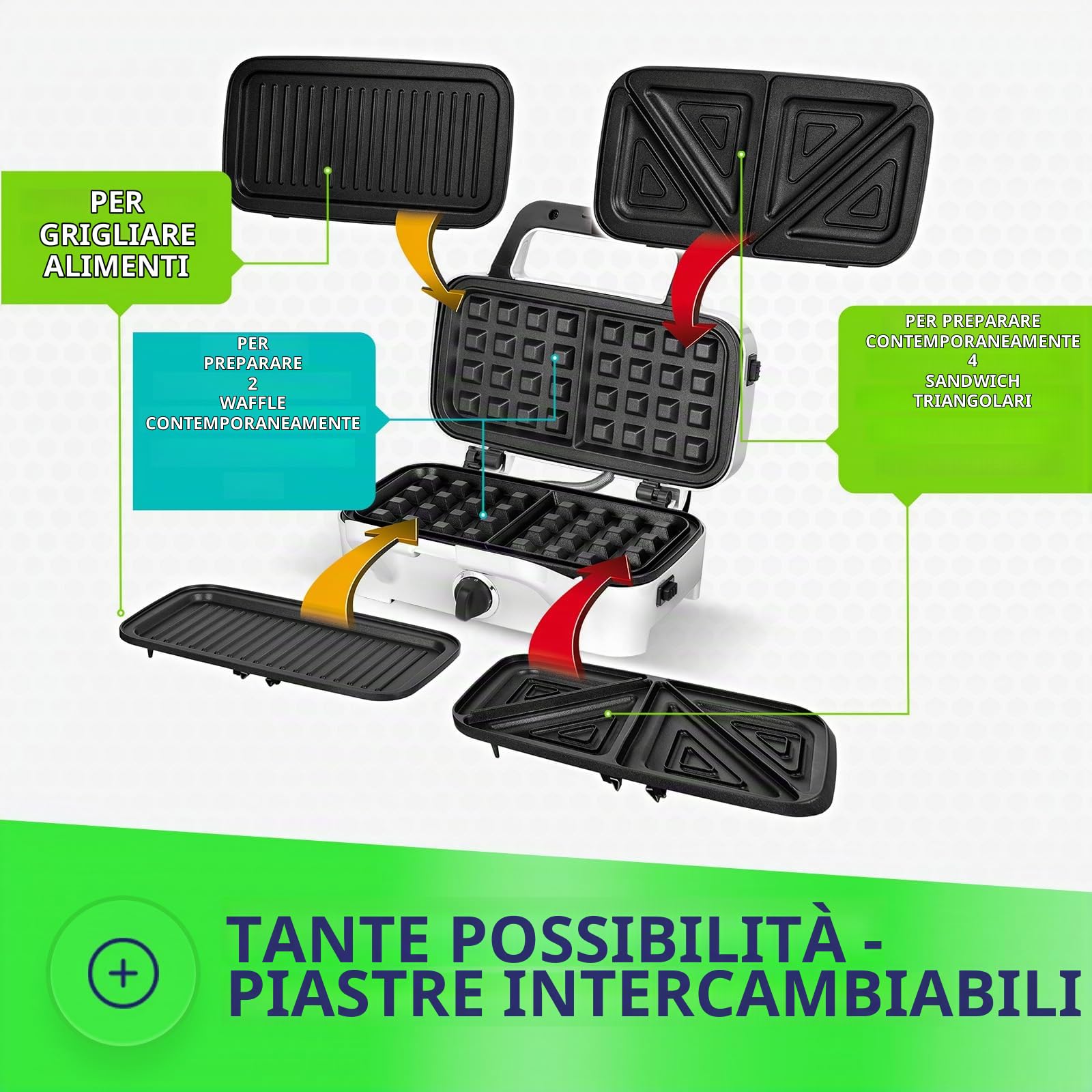 MPM MOP-33M sandwich maker 3 in 1 piastre 1200W