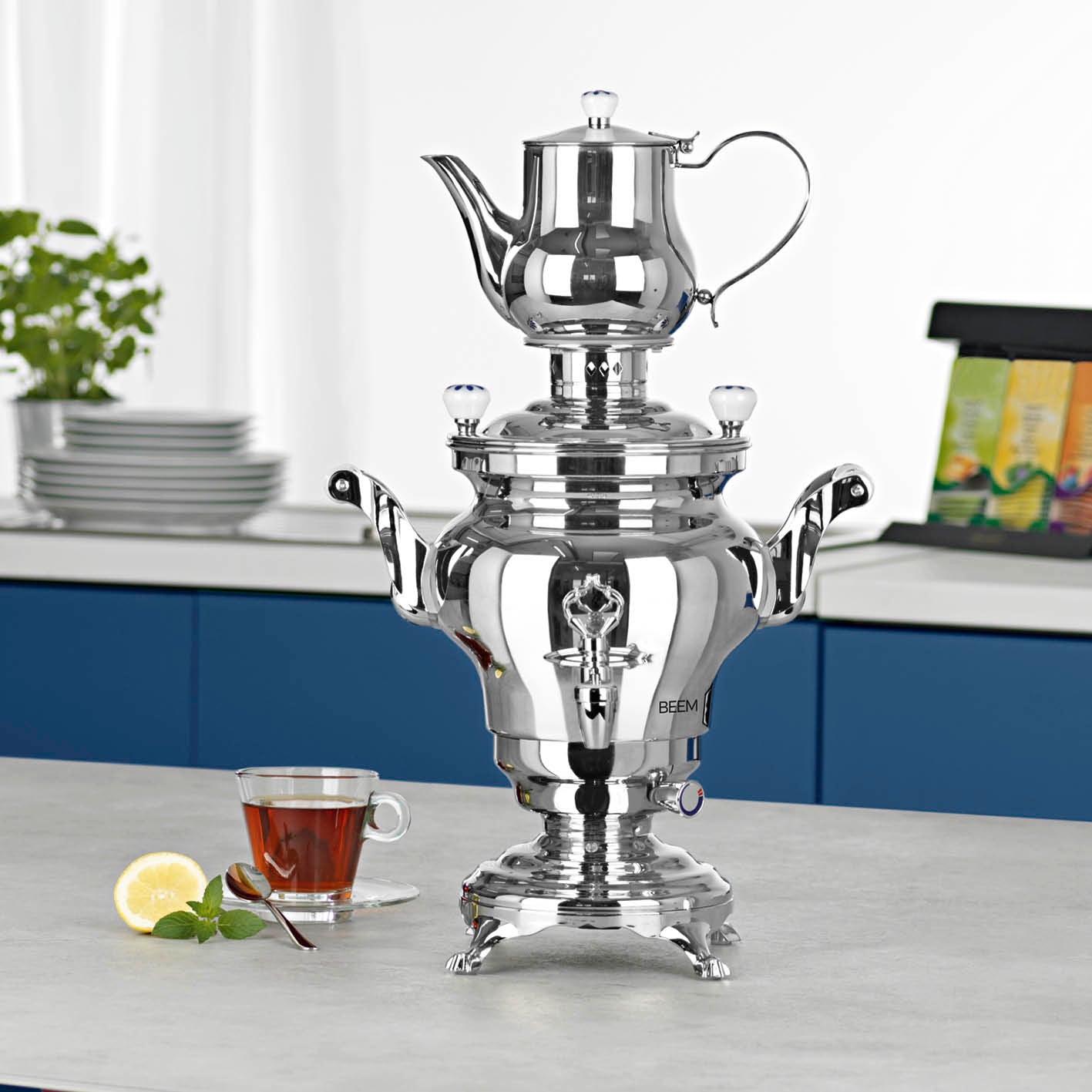 Beem Odessa samovar acciaio 3 L con teiera 1 L 1300 W