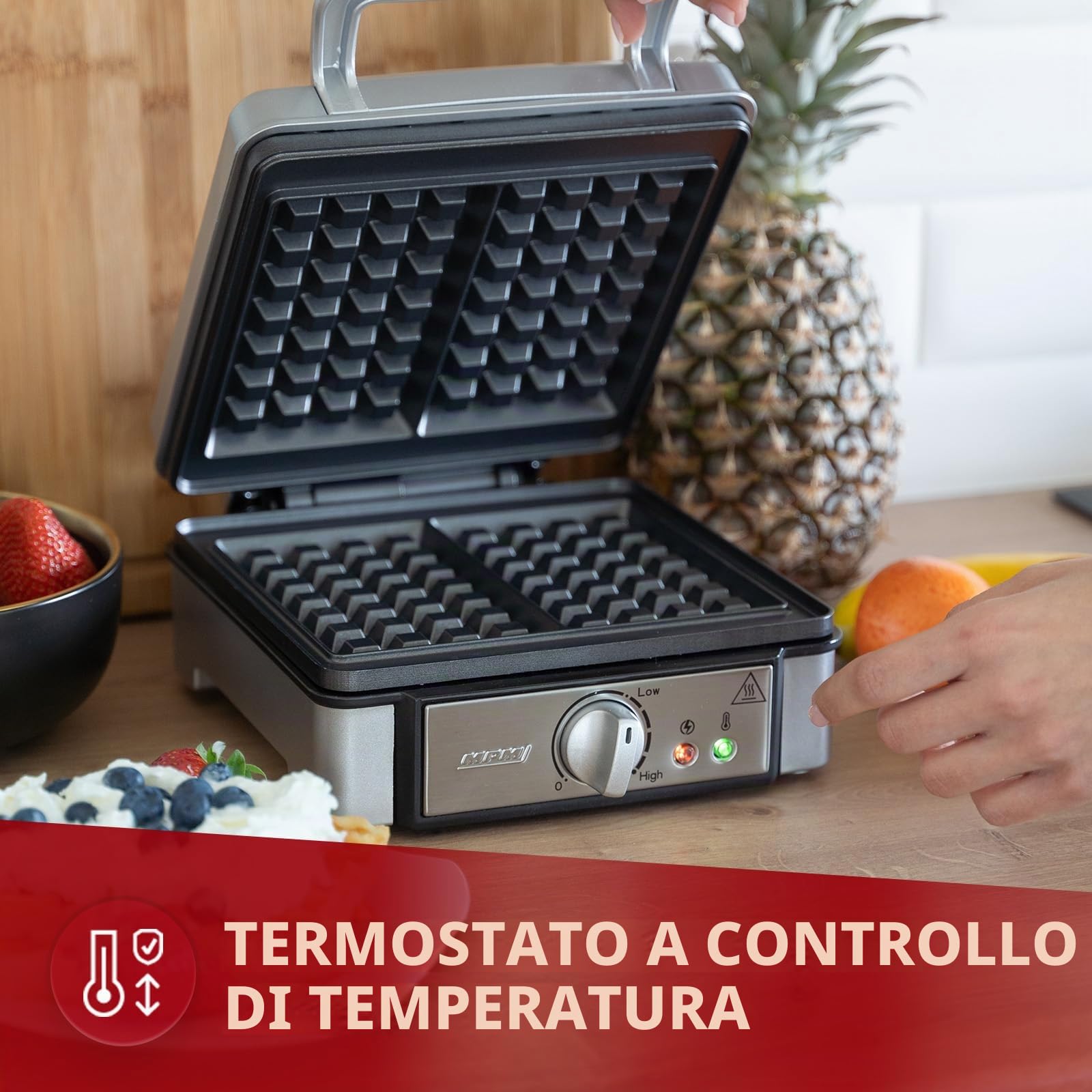 MPM MGO13 waffle maker 2 cialde belghe inox 1400W