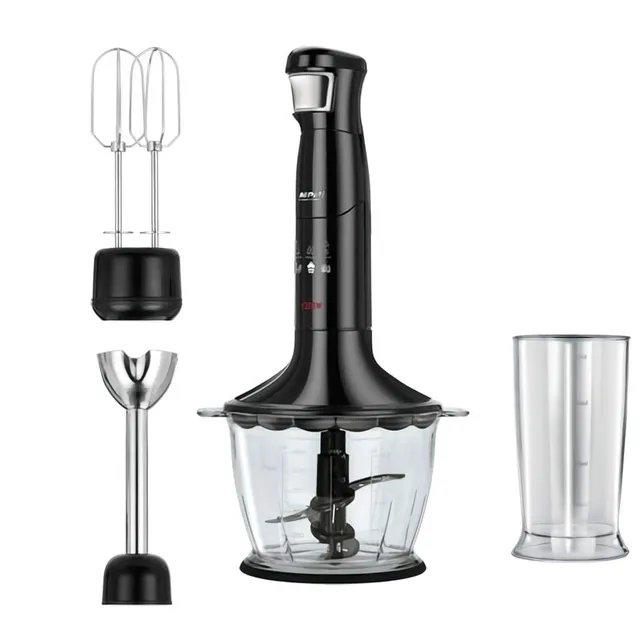 MPM MBL-29/C Frullatore Immersione 1200W Nero 3 in 1 Acciaio