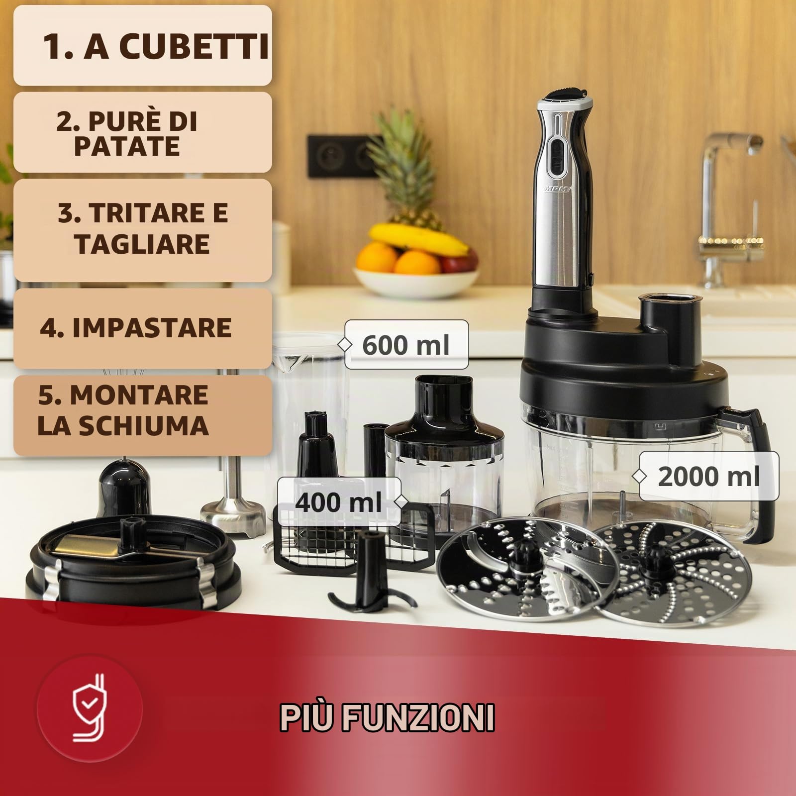MPM MRK-17 Robot Cucina Multifunzione 800W Ciotola 2 L