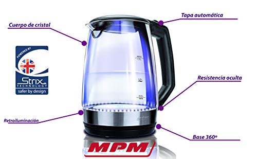 MPM MCZ-83 bollitore vetro 1,7L 2200W retroilluminato