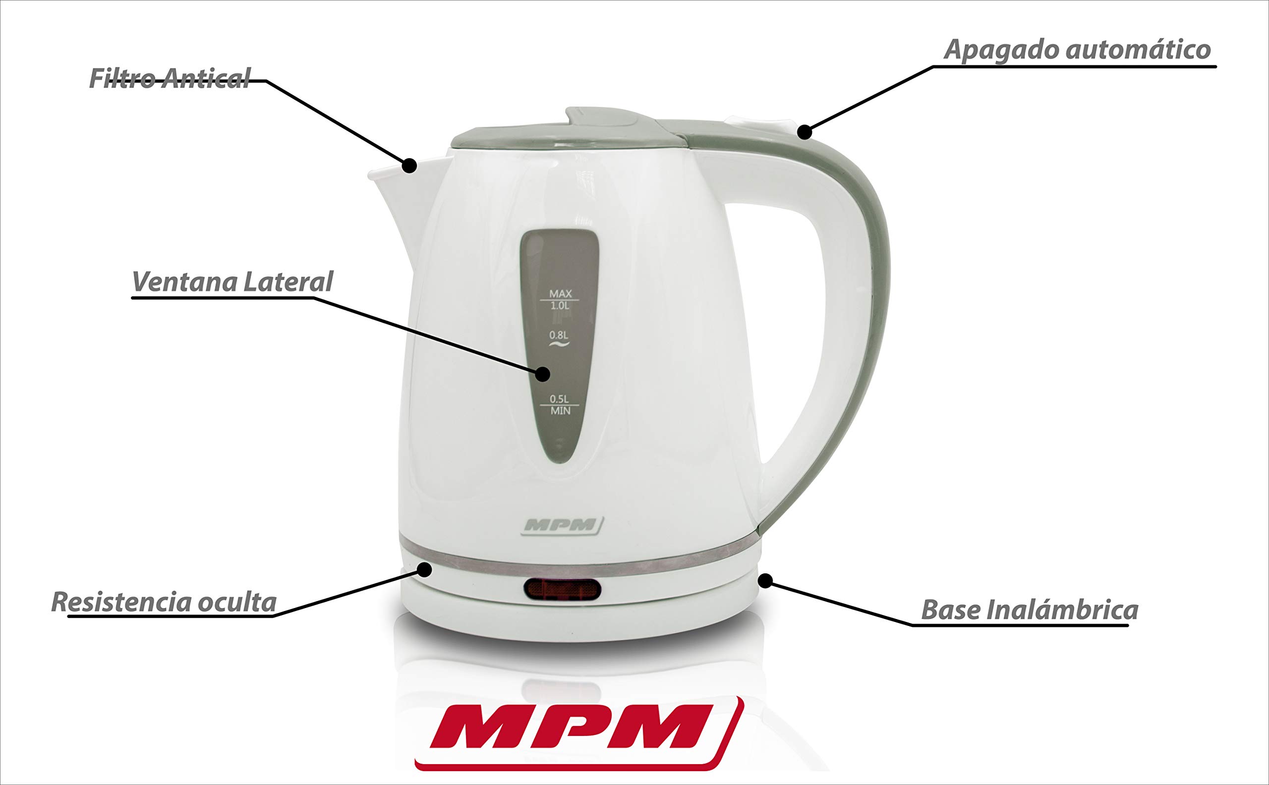 MPM MCZ-64 Bollitore Elettrico 1 L Bianco 1200W