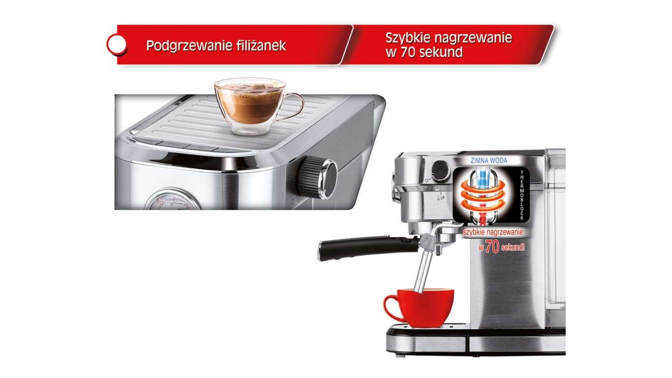 MPM MKW-08M Macchina Caffè Espresso 20 Bar Inox 1,2 L