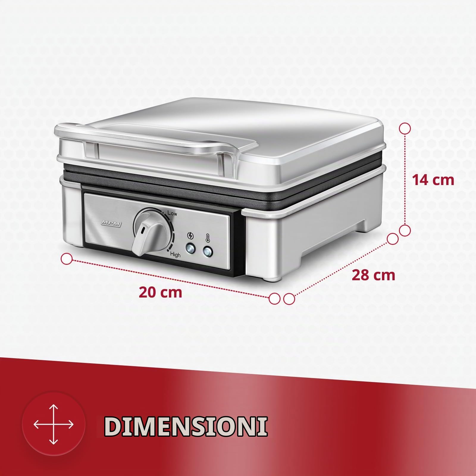 MPM MGO13 waffle maker 2 cialde belghe inox 1400W