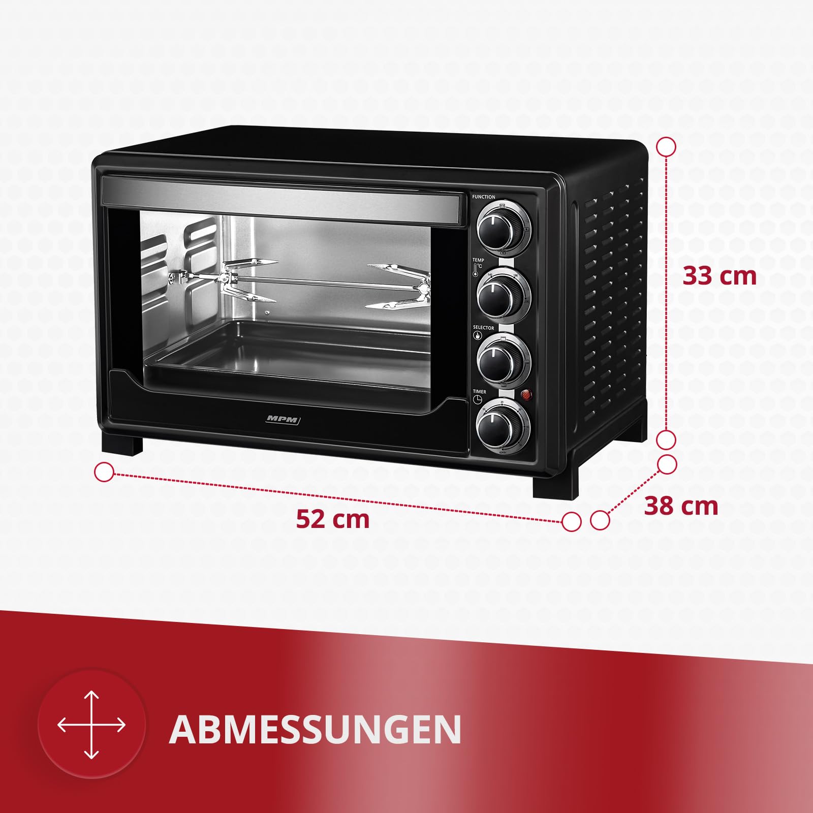 MPM MPE-05/T mini forno 32 L 1600W girarrosto nero
