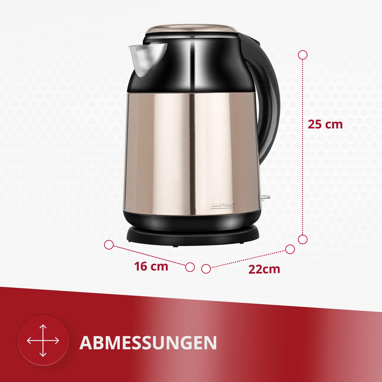 MPM MCZ-91M Bollitore Elettrico 1,7L Acciaio 2000W