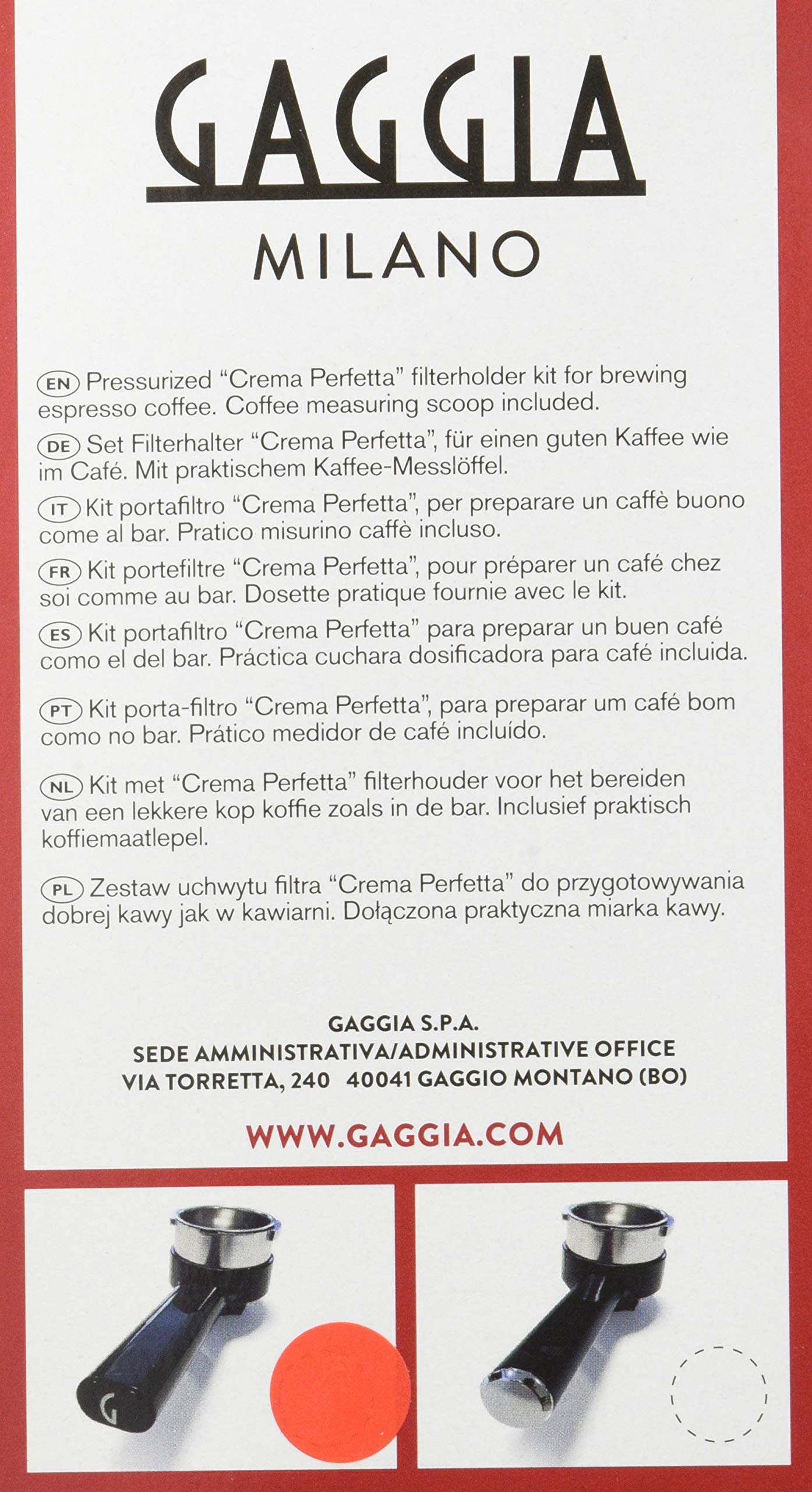 Gaggia Crema Perfetta Portafiltro Pressurizzato Nero Cilindrico