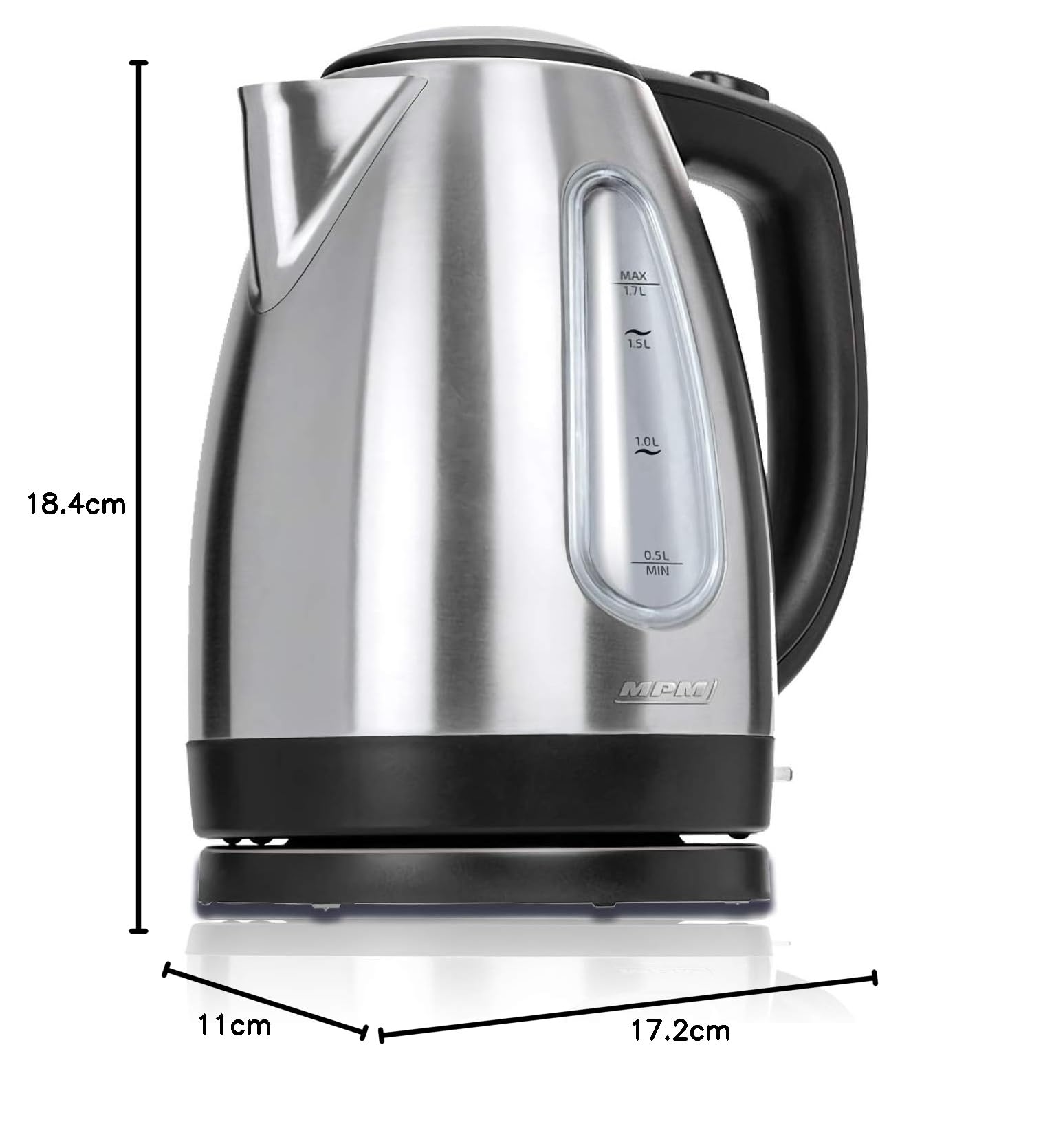 MPM MCZ-70M bollitore elettrico 1,7 L 2200 W acciaio nero