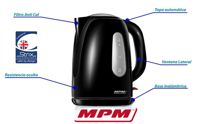 MPM MCZ-82 bollitore elettrico 1,7 L acciaio con filtro