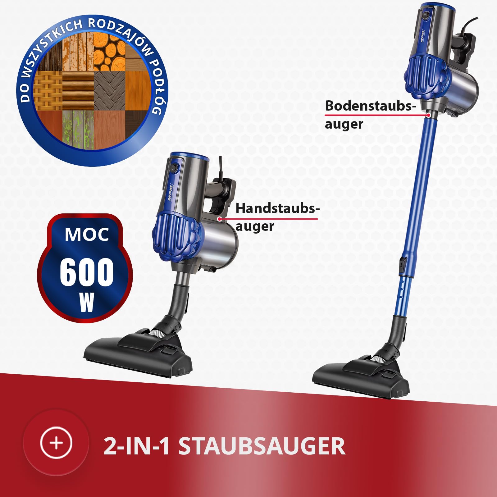 MPM MOD-34 Aspirapolvere Stick Senza Sacco 0,7 L