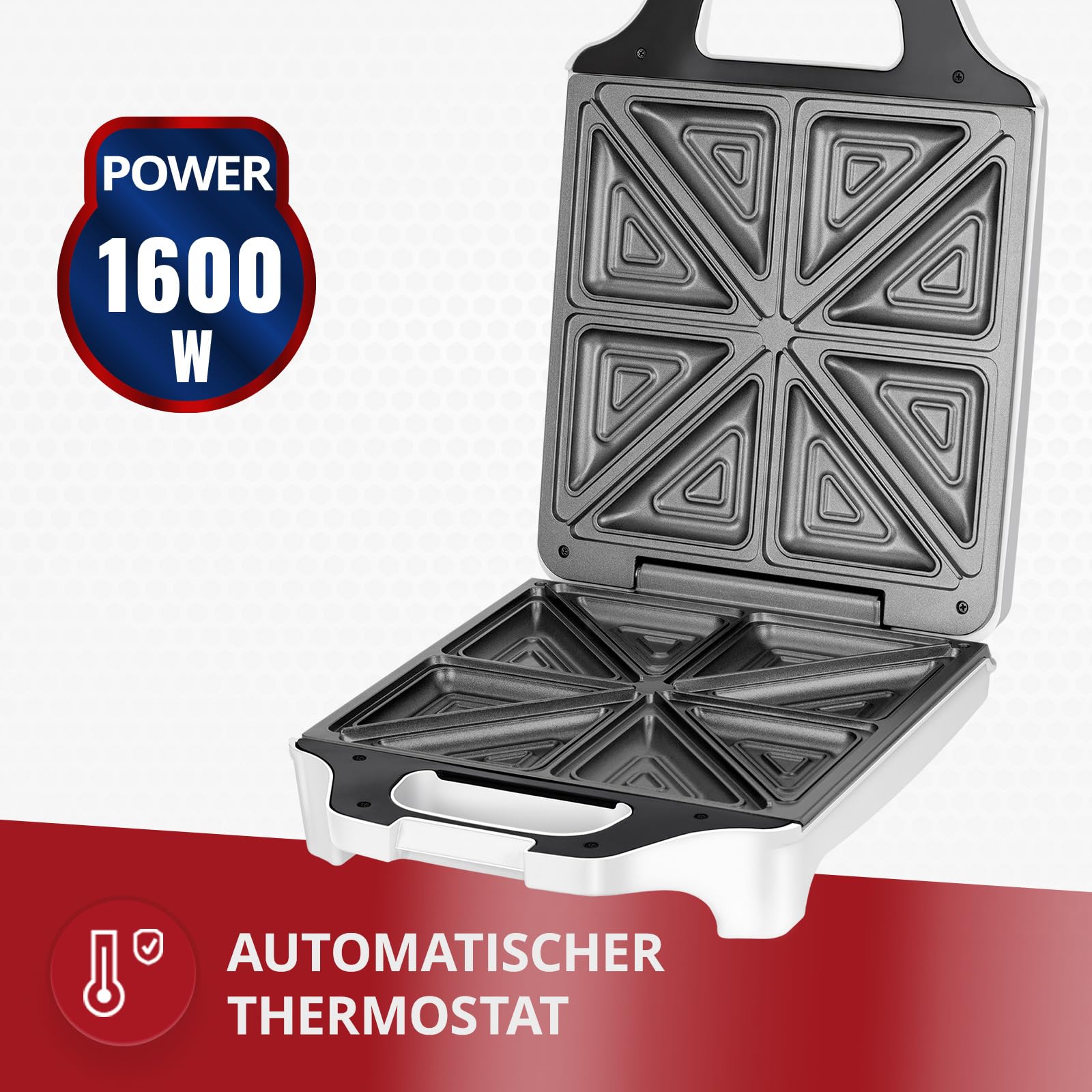 MPM MOP-35 Tostapane Sandwich 4 Panini Bianco 1600W