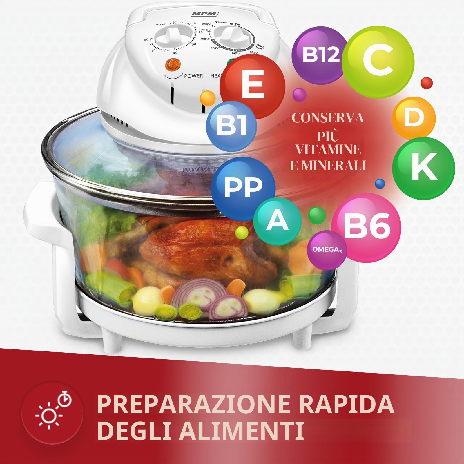 MPM MKO-02 Forno Alogeno Convezione 11 L 1400W 250°C