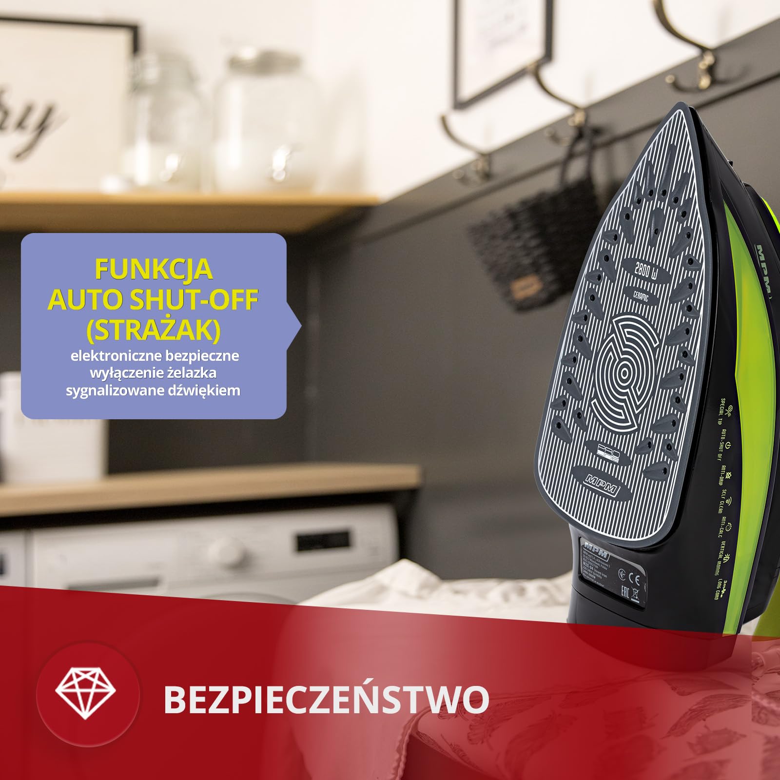 MPM MZE-04/C ferro da stiro vapore ceramica 2800 W 330 ml