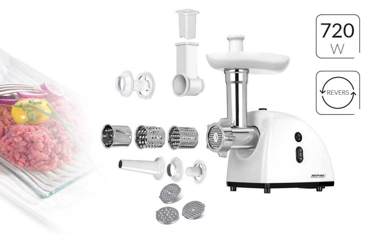 MPM MMM-06 Tritacarne Elettrico 720W con 3 Dischi Inox