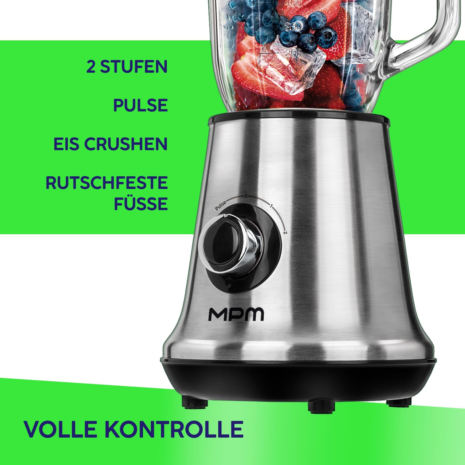 MPM MBL-15M frullatore 1L + 2 bottiglie 0,6L 450W