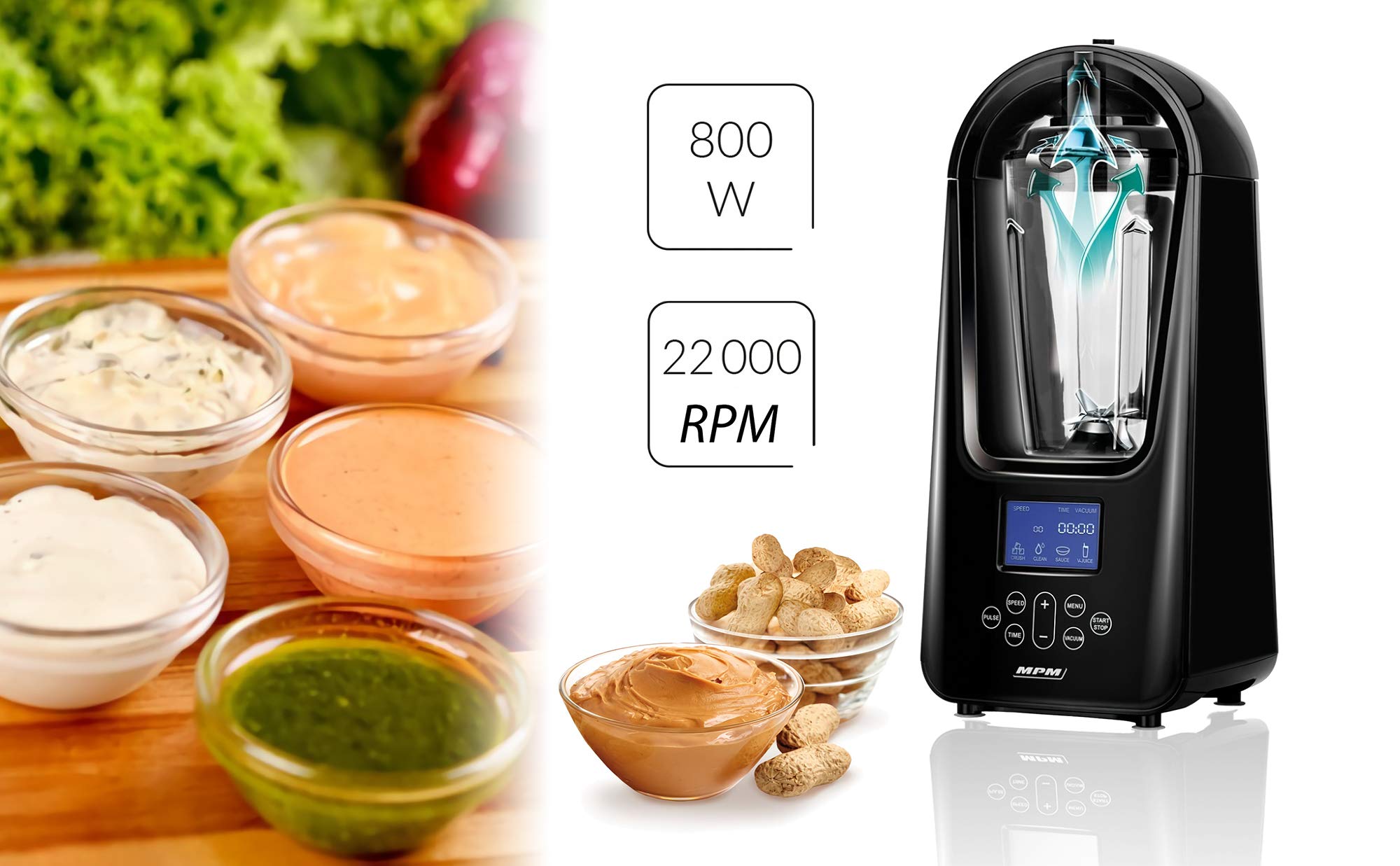 MPM MBL-26 Frullatore Sottovuoto 1,5 L 800W Nero Tritan