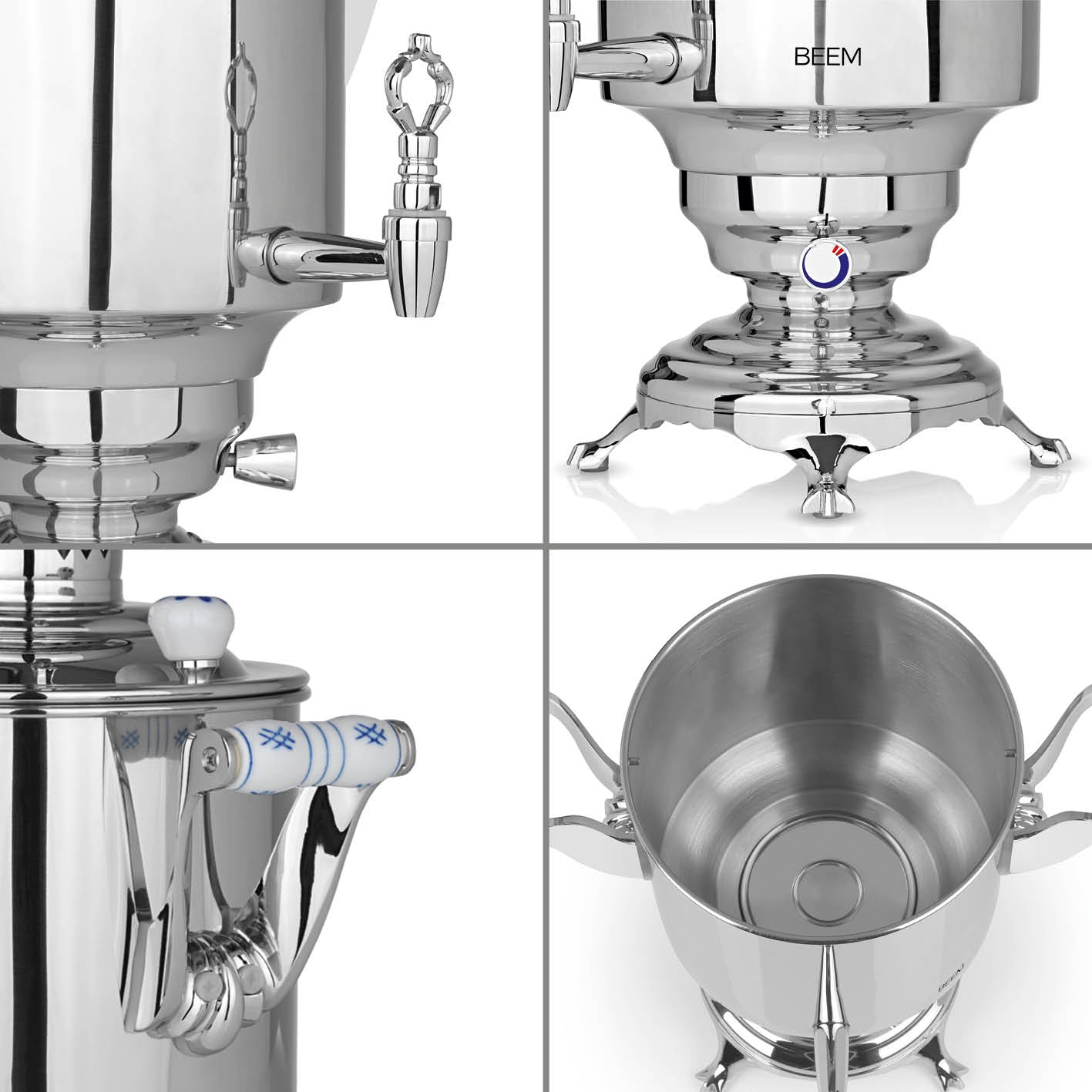 Beem Romanov Samovar 5 L in Acciaio con Teiera 1,3 L