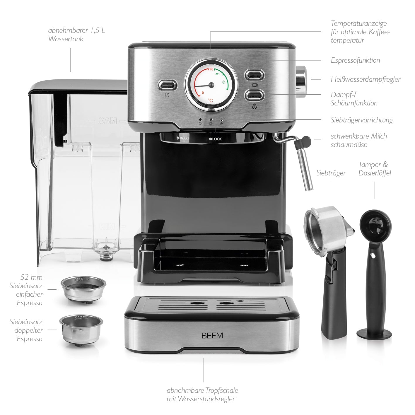 Beem Espresso-Select macchina espresso portafiltro 15 bar 1,5 L