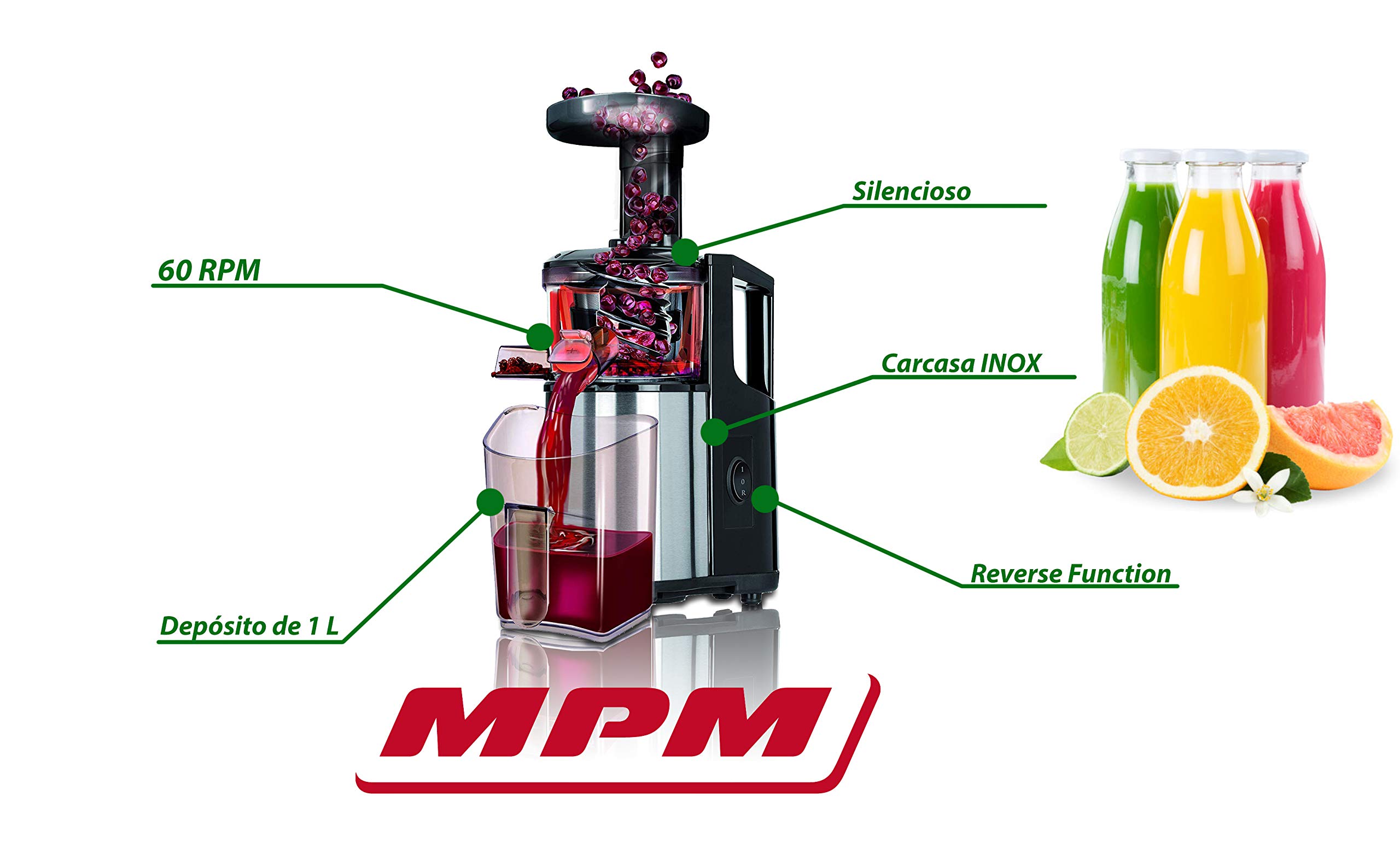 MPM MSO-12M estrattore succo freddo 60 RPM 150 W inox