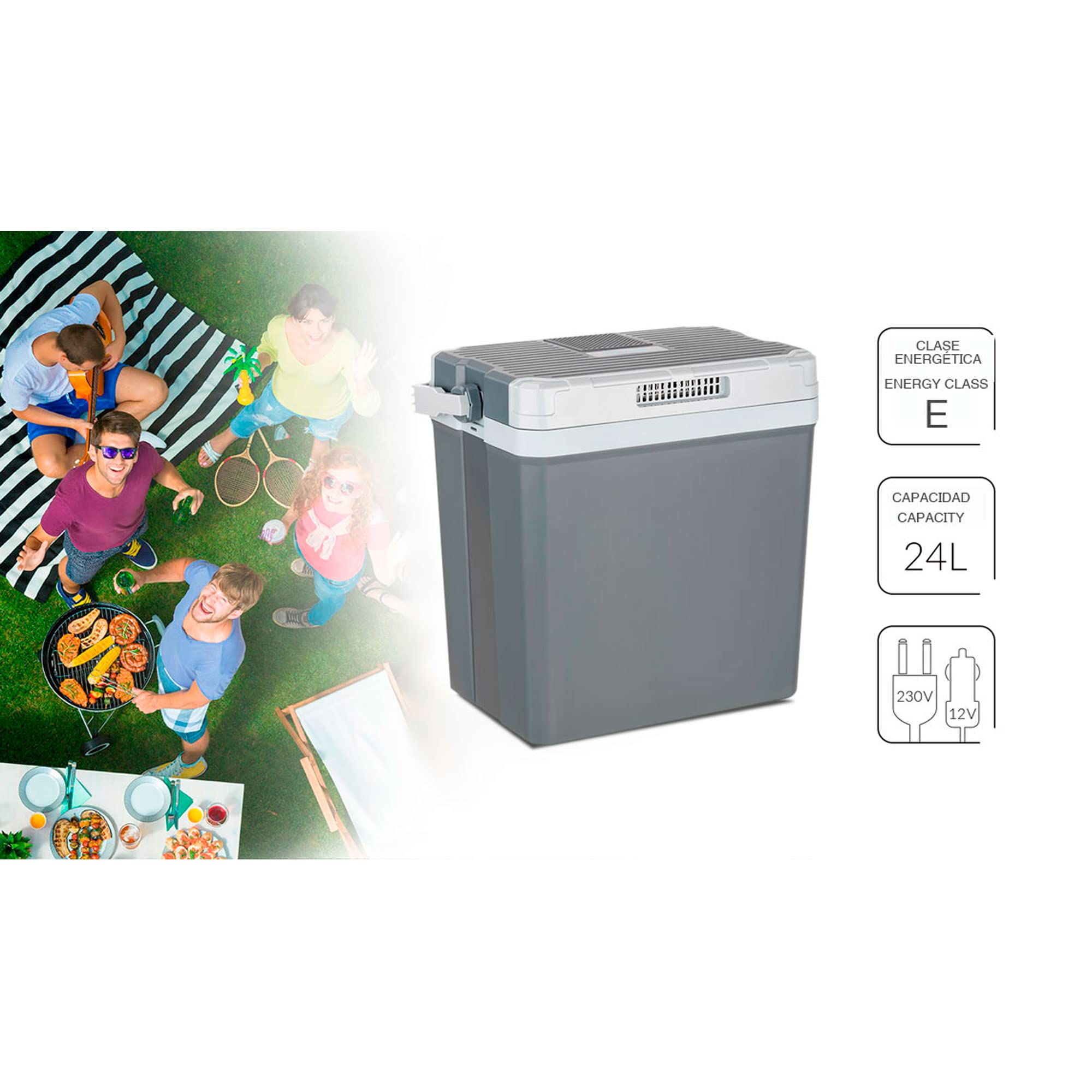 MPM 28-CBM-08YA Frigo Portatile 24 Litri 12V/220V Grigio