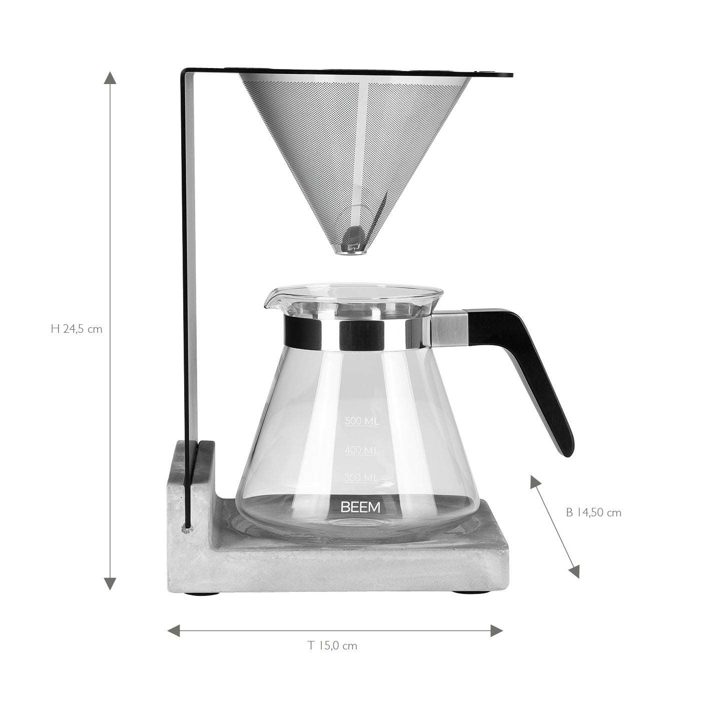 Beem Pour Over set caffettiera 0,5 L 4 tazze base cemento