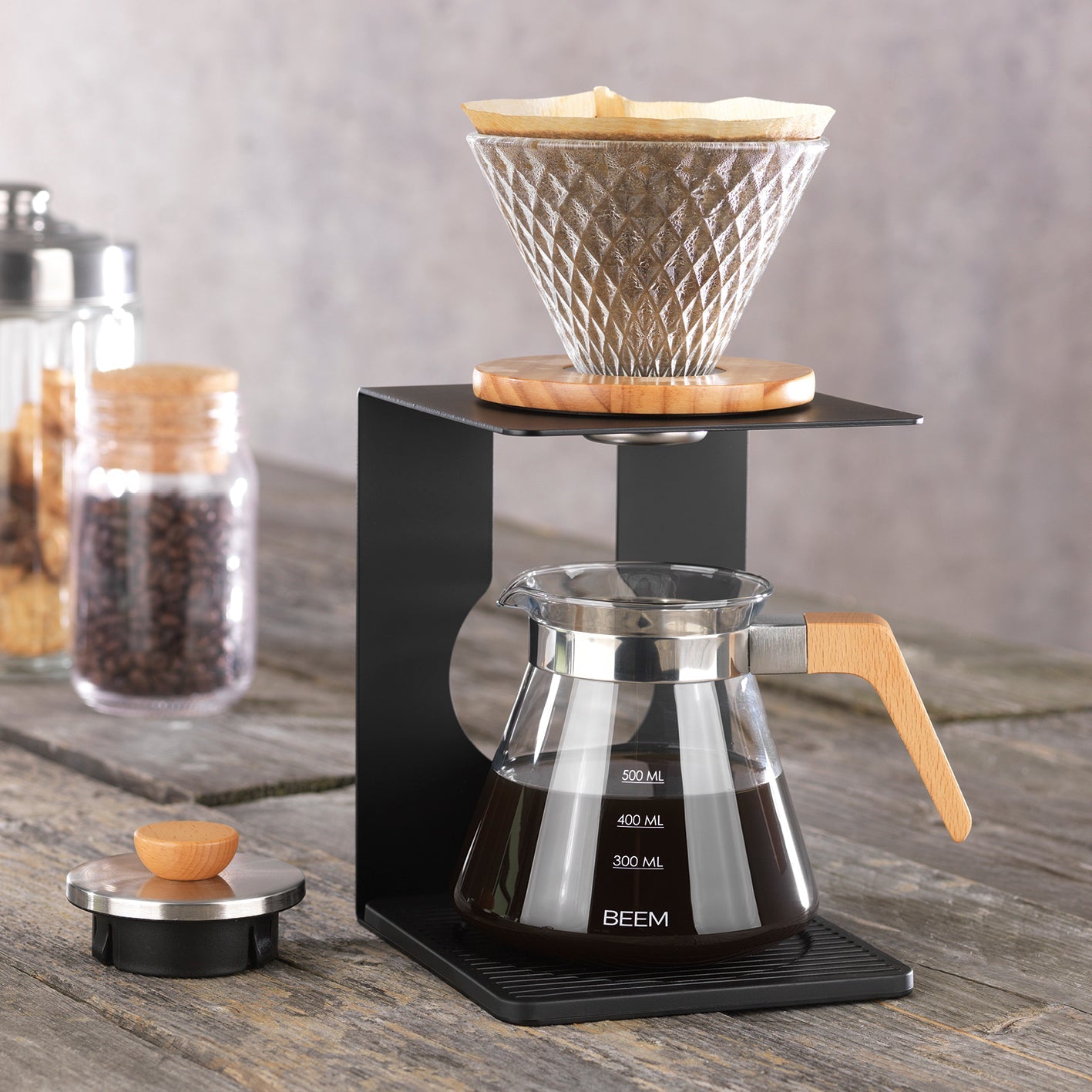 Beem Pour Over Set caffettiera filtro vetro 4 tazze 0,5 L