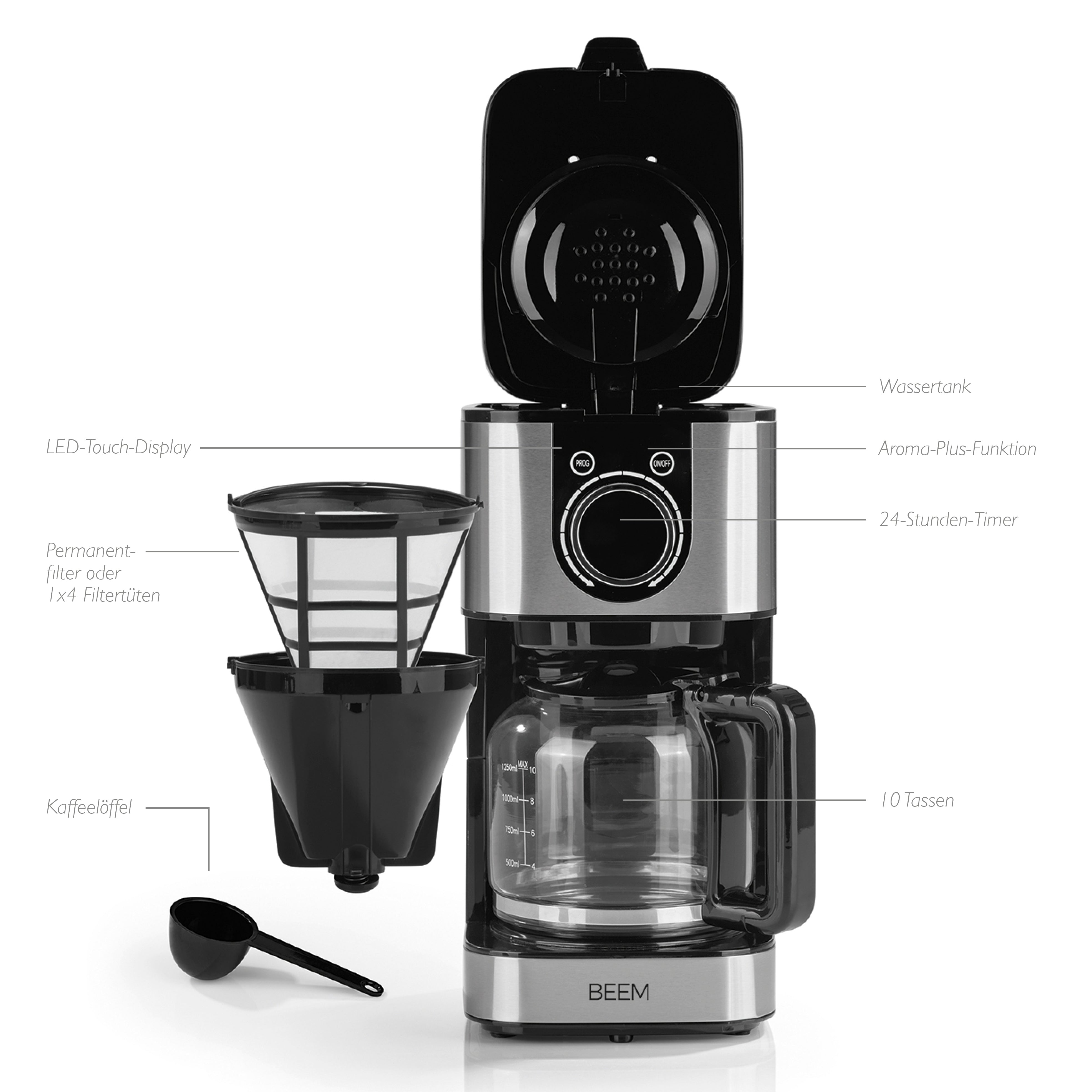 Beem Fresh-Aroma-Switch caffettiera filtro vetro 10 tazze