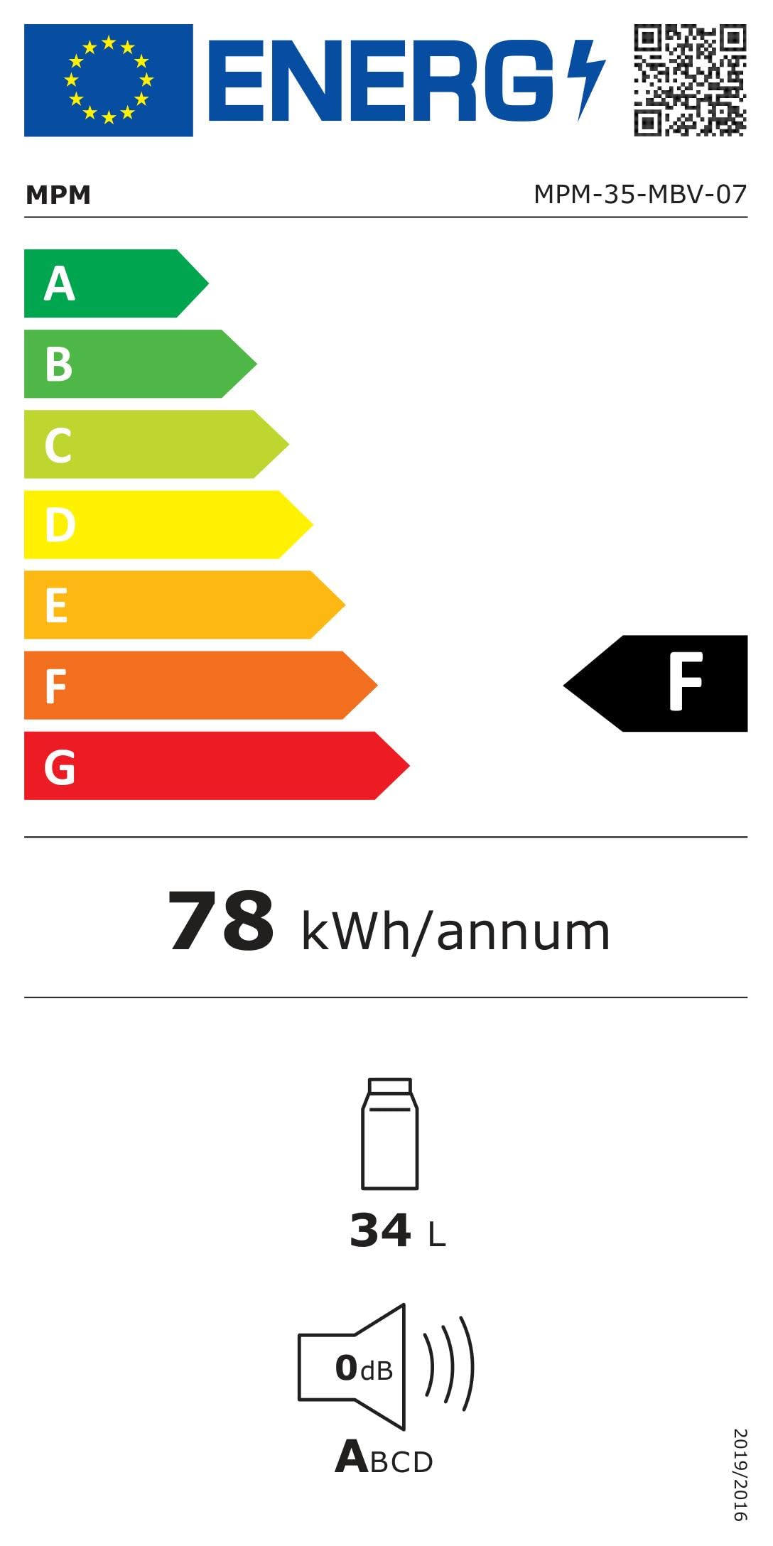 MPM 35-MBV-07 minifrigo 34 L nero termoelettrico
