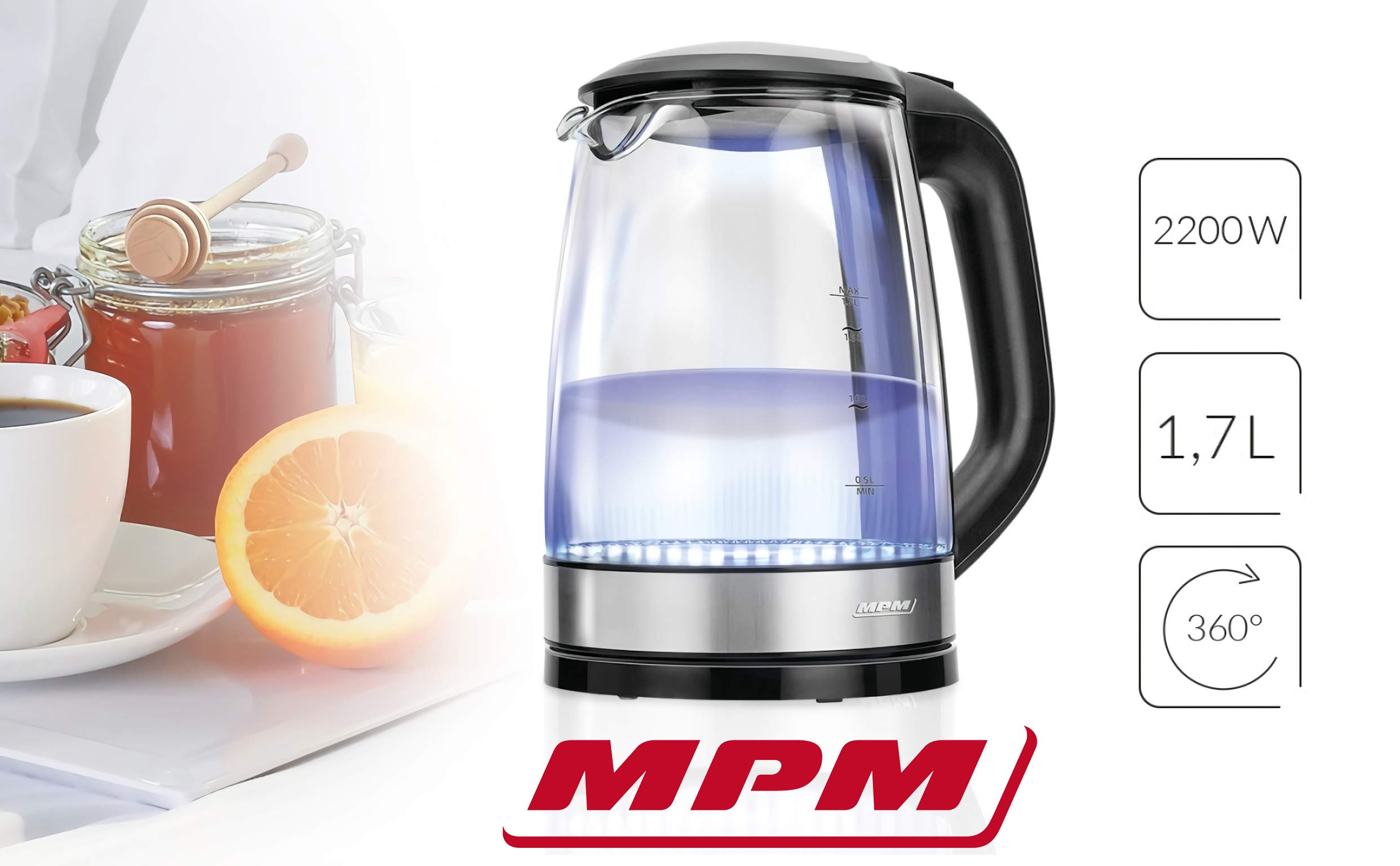 MPM MCZ-78 bollitore elettrico vetro 1,7 L con illuminazione