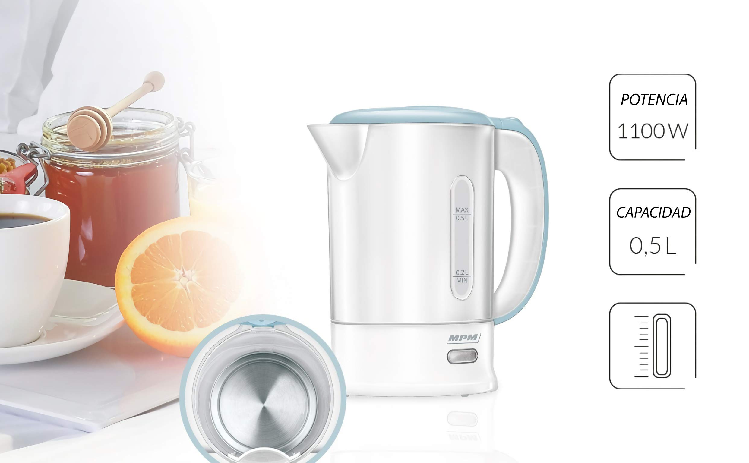 MPM MCZ-88 bollitore viaggio 0,5 L bianco 1100 W 2 tazze