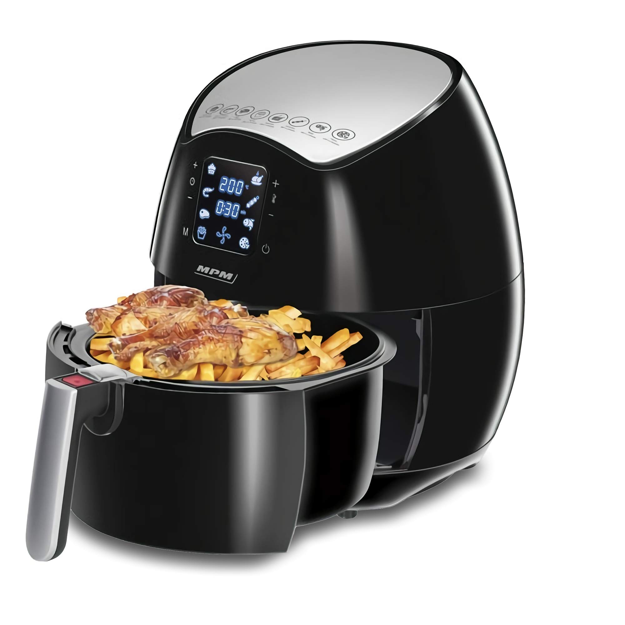 MPM MFR-06 Friggitrice ad Aria 4,5 L Nera 1500W 8 Programmi